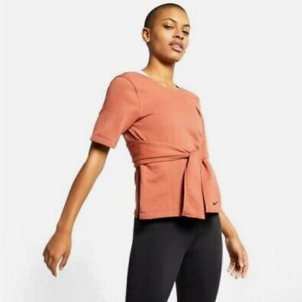 Nike Studio Yoga Wrap Top Dusty Peach Small XS